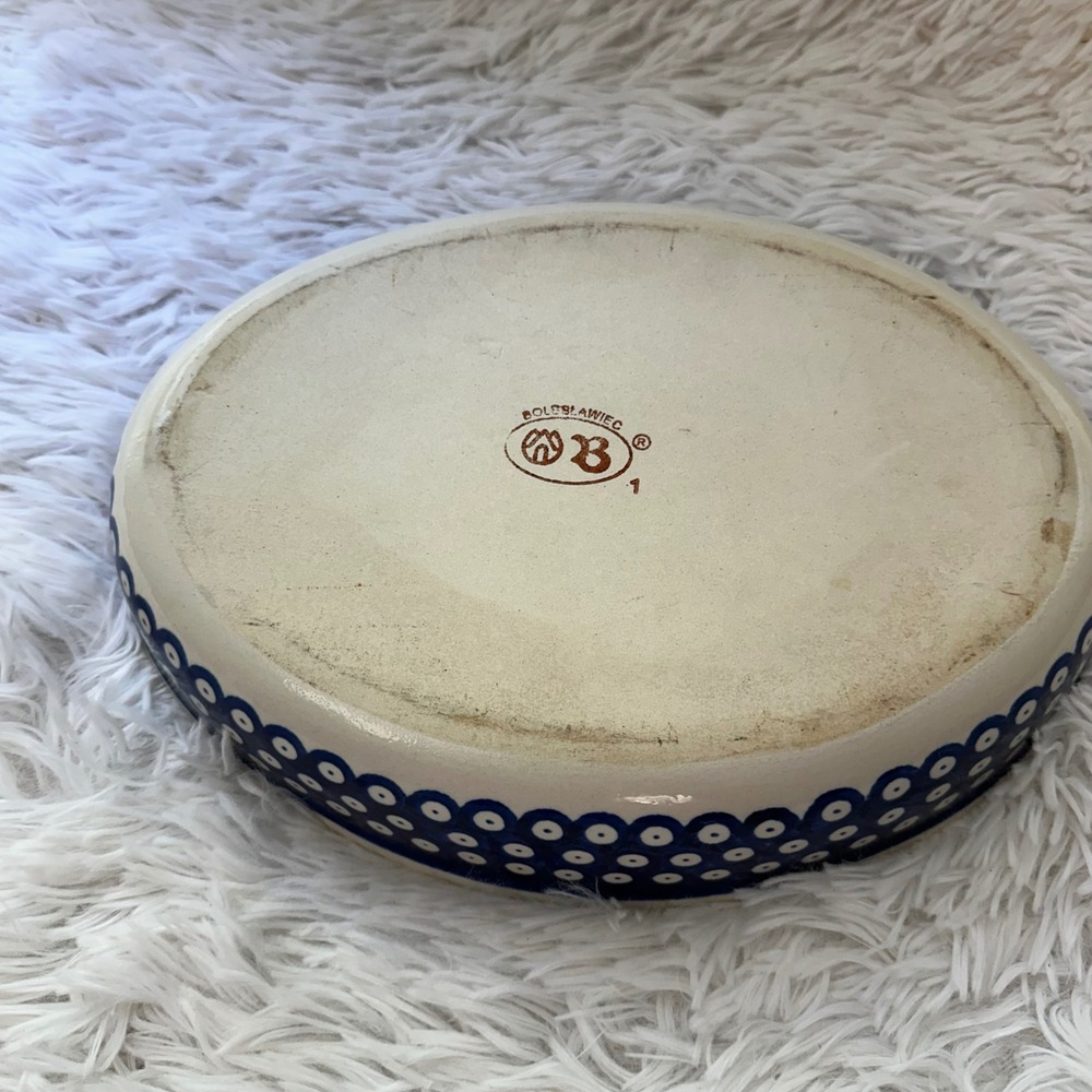 Polish Pottery Boleslawiec Blue Rose Pattern Oval Baking Dish 12" x 8" Vintage - Picture 5 of 8
